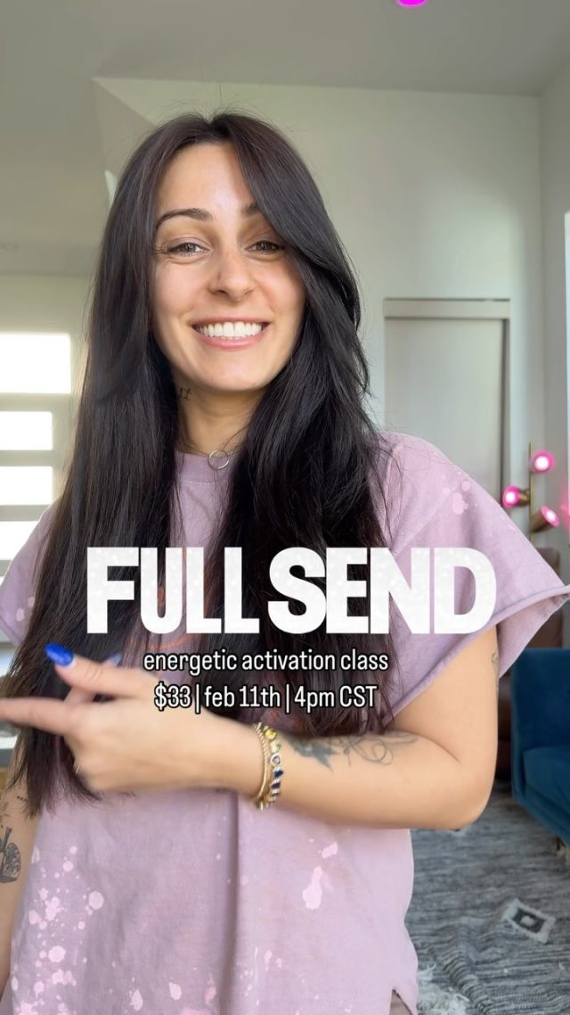 If you’ve been avoiding, minimizing, or holding back from:

⚡️Making the content you genuinely want to be making
⚡️Going all in on building your empire
⚡️Taking full control of building your dream life
⚡️Creating the Legacy Offers you have inside of you
⚡️Sharing your story + gifts on a bigger stage
⚡️Being seen and known by more people
⚡️Stepping out from behind the “safe” version of your brand
⚡️Partnering with God by surrendering to the unknown

and you’re over it?

Come join me for a 90-minute somatic journey to activate your full potential called…

🪩 FULL SEND 🪩

This class is a uniquely designed and channeled experience to support you in deciding that you—undoubtedly, from that moment on—

are choosing to walk on your Highest Potential, 
Main Character Energy, 
Eras-Tour Worthy, 
Full-Fucking-Send version of yourself. 

Monday February 12th @ 4pm CST.
$33 (I typed it wrong on the reel, but this is the correct day/time)

Comment FULL SEND or 🪩 to get the link!